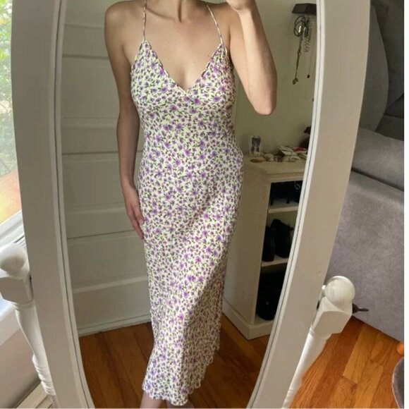 ZARA  Floral Satin Slip Dress Size LARGE NEW WITH TAG! - Picture 10 of 10